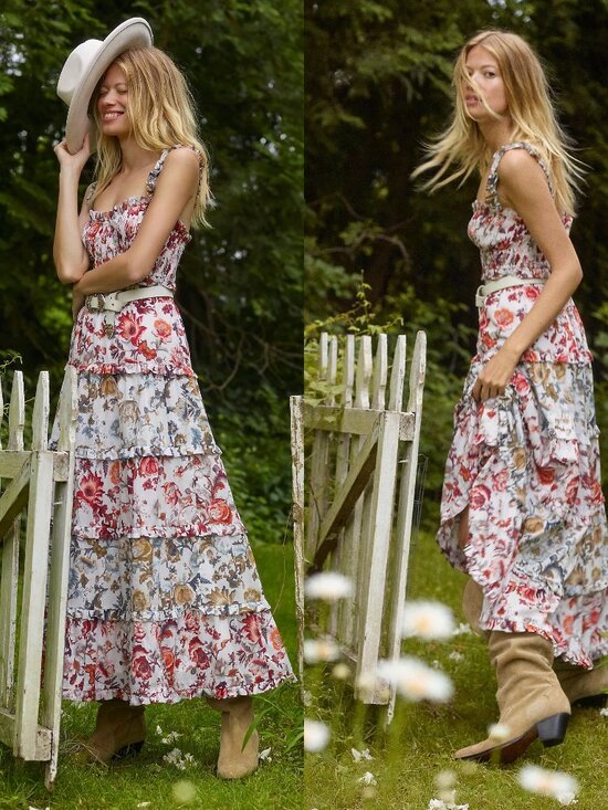 Anthropologie Dresses & Skirts - By Anthropologie Sleeveless Square-Neck Ruffle Tiered Midi Dress